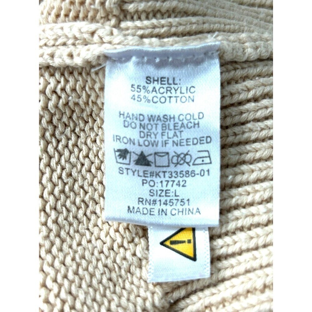 Peach Love California Women Sz L Ivory Cream Sweater Fringe Comfort Boho Chic H2 - Picture 12 of 12